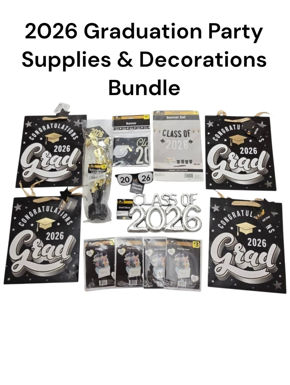 Class of 2026 Graduation Party Supplies & Decorations Lot Banner Gift Bags Cards